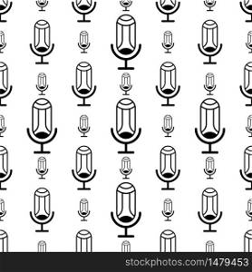 Microphone Icon Seamless Pattern Vector Art Illustration