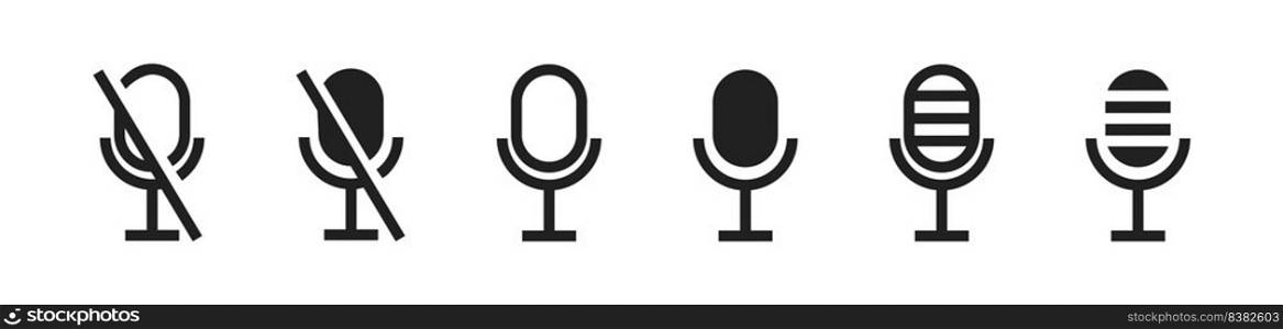 Microphone icon set. Vector isolated illustration. Microphone symbol collection.