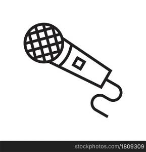 Microphone icon vector in thin line style. Voice over sign. Microphone symbol for audio podcast broadcast. Music record studio, online recording. Simple broadcasting concert logo.. Microphone icon vector in thin line style. Voice over sign. Microphone symbol for audio podcast broadcast.