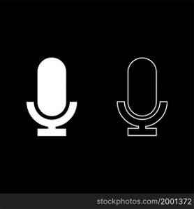 Microphone icon white color vector illustration flat style simple image set. Microphone icon white color vector illustration flat style image set
