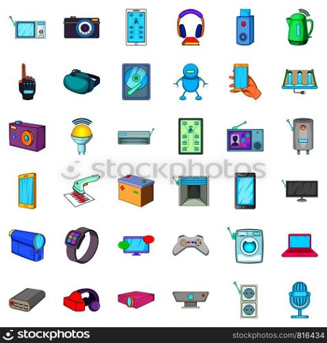 Microphone icons set. Cartoon style of 36 microphone vector icons for web isolated on white background. Microphone icons set, cartoon style