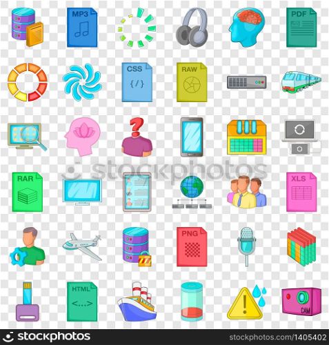 Microphone icons set. Cartoon style of 36 microphone vector icons for web for any design. Microphone icons set, cartoon style