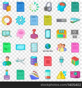 Microphone icons set. Cartoon style of 36 microphone vector icons for web for any design. Microphone icons set, cartoon style