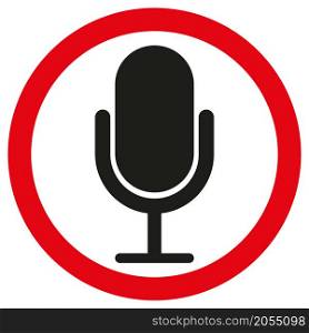 Microphone in red circle. Outline frame. Radio symbol. Record element. App emblem. Vector illustration. Stock image. EPS 10.. Microphone in red circle. Outline frame. Radio symbol. Record element. App emblem. Vector illustration. Stock image.
