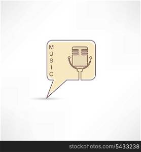 Microphone into brown speech bubble