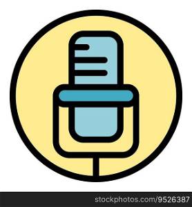 Microphone lecture icon outline vector. Public student. Academic seminar color flat. Microphone lecture icon vector flat