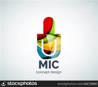 Microphone logo business branding icon, created with color overlapping elements. Glossy abstract geometric style, single logotype