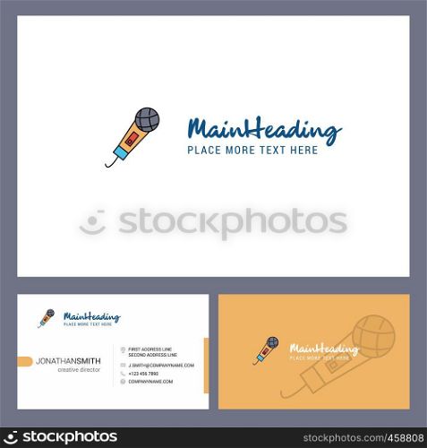 Microphone Logo design with Tagline & Front and Back Busienss Card Template. Vector Creative Design