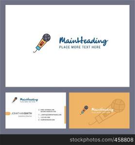 Microphone Logo design with Tagline & Front and Back Busienss Card Template. Vector Creative Design