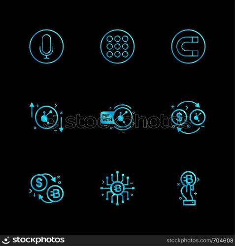 microphone , menu , magnet , bit coin , crypto currency , money , dollar , icon, vector, design, flat, collection, style, creative, icons