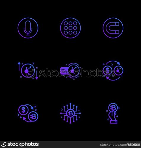 microphone , menu , magnet , bit coin , crypto currency , money , dollar , icon, vector, design, flat, collection, style, creative, icons