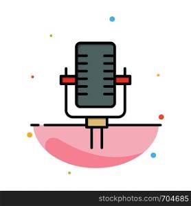 Microphone, Multimedia, Record, Song Abstract Flat Color Icon Template