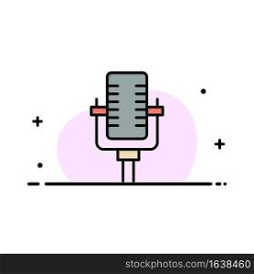Microphone, Multimedia, Record, Song Business Logo Template. Flat Color