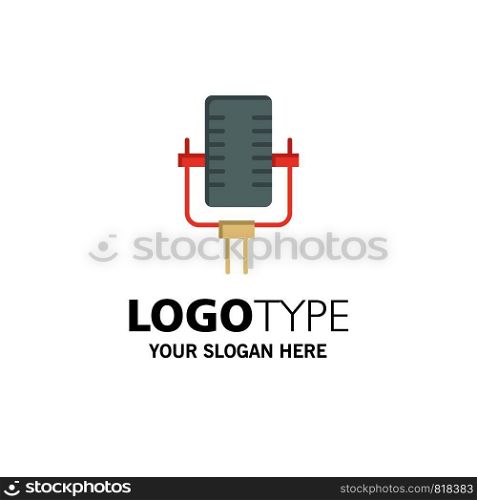 Microphone, Multimedia, Record, Song Business Logo Template. Flat Color