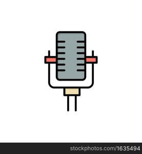Microphone, Multimedia, Record, Song  Flat Color Icon. Vector icon banner Template