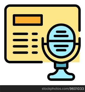 Microphone paper icon outline vector. Goal success. Office work color flat. Microphone paper icon vector flat