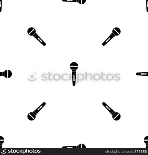 Microphone pattern repeat seamless in black color for any design. Vector geometric illustration. Microphone pattern seamless black