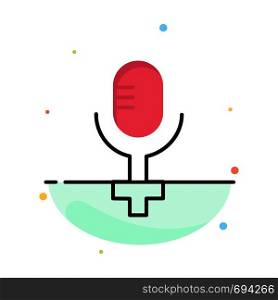 Microphone, Record Abstract Flat Color Icon Template