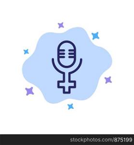 Microphone, Record Blue Icon on Abstract Cloud Background