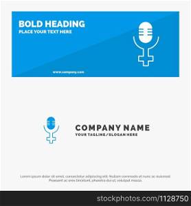 Microphone, Record SOlid Icon Website Banner and Business Logo Template