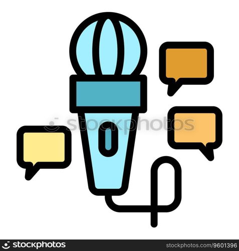 Microphone reporter interview icon outline vector. Tv news. Talk show color flat. Microphone reporter interview icon vector flat