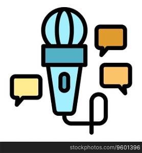 Microphone reporter interview icon outline vector. Tv news. Talk show color flat. Microphone reporter interview icon vector flat