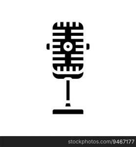 microphone retro music glyph icon vector. microphone retro music sign. isolated symbol illustration. microphone retro music glyph icon vector illustration