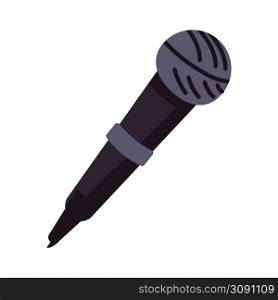 Microphone semi flat color vector object. Vocal mic. Full sized item on white. Device for voice and music transmission simple cartoon style illustration for web graphic design and animation. Microphone semi flat color vector object