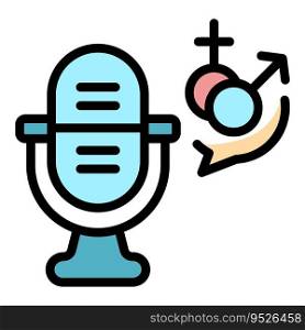 Microphone sex education icon outline vector. Sexual health. Gender advice color flat. Microphone sex education icon vector flat