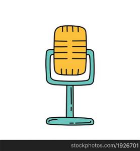 Microphone sketch. Podcast or music item. Hand drawn vector icon