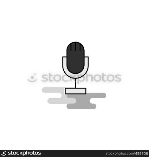 Microphone Web Icon. Flat Line Filled Gray Icon Vector