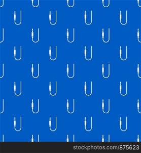 Microphone wire pattern repeat seamless in blue color for any design. Vector geometric illustration. Microphone wire pattern seamless blue