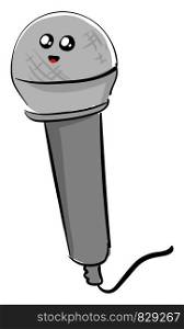 Microphone with eyes, illustration, vector on white background.