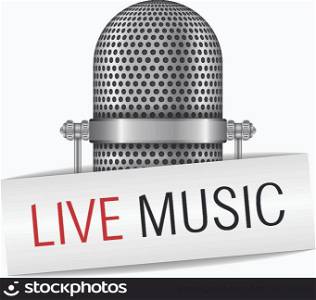 Microphone with live music banner
