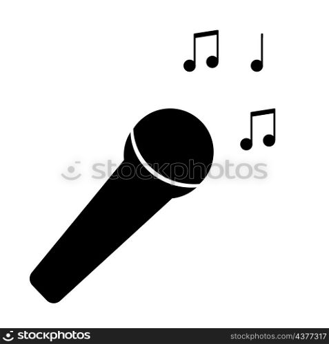 Microphone with music notes icon. Black outline. Record concept. Sing song. Cartoon art. Vector illustration. Stock image. EPS 10.. Microphone with music notes icon. Black outline. Record concept. Sing song. Cartoon art. Vector illustration. Stock image.