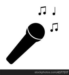 Microphone with music notes icon. Black outline. Record concept. Sing song. Cartoon art. Vector illustration. Stock image. EPS 10.. Microphone with music notes icon. Black outline. Record concept. Sing song. Cartoon art. Vector illustration. Stock image.