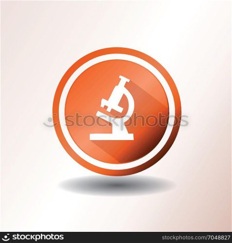 Microscope Icon In Flat Design. Illustration of an orange flat design microscope icon, symbolizing research, experiment and science