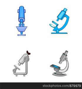 Microscope icon set. Cartoon set of microscope vector icons for web design isolated on white background. Microscope icon set, cartoon style
