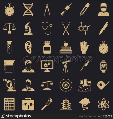 Microscope icons set. Simple style of 36 microscope vector icons for web for any design. Microscope icons set, simple style