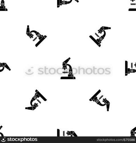 Microscope pattern repeat seamless in black color for any design. Vector geometric illustration. Microscope pattern seamless black