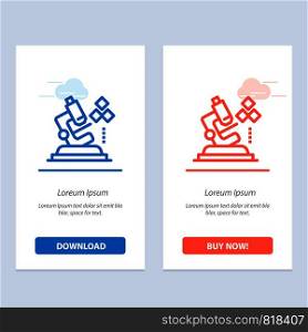 Microscope, Science, Lab, Medical Blue and Red Download and Buy Now web Widget Card Template