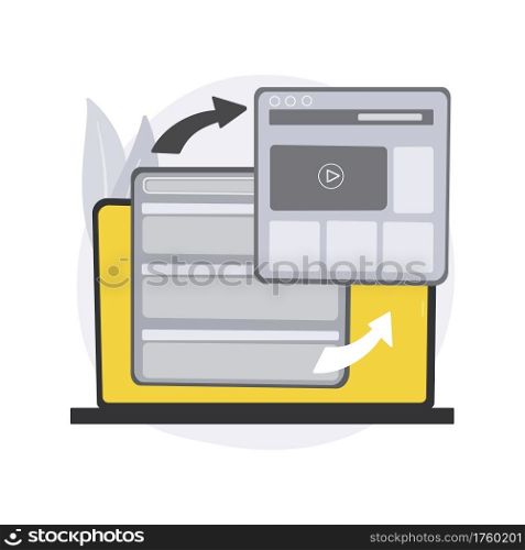 Microsites abstract concept vector illustration. Corporate website, web development service, mobile site design, menu bar element, programming, company page, microsite interface abstract metaphor.. Microsites abstract concept vector illustration.