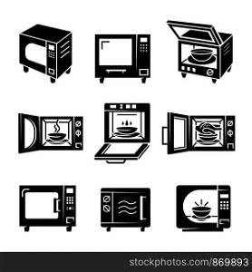Microwave icons set. Simple set of microwave vector icons for web design on white background. Microwave icons set, simple style