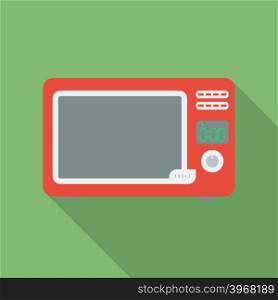 Microwave oven icon. Modern Flat style with a long shadow. Microwave oven icon. Modern Flat style