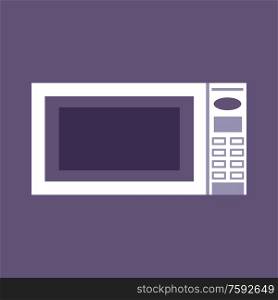 Microwave oven isolated. Household kitchen appliances. Vector flat illustration.