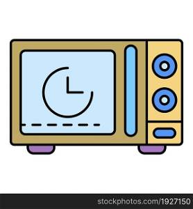 Microwave timer icon. Outline microwave timer vector icon color flat isolated. Microwave timer icon color outline vector