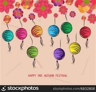Mid autumn festival blooming flower and lantern design