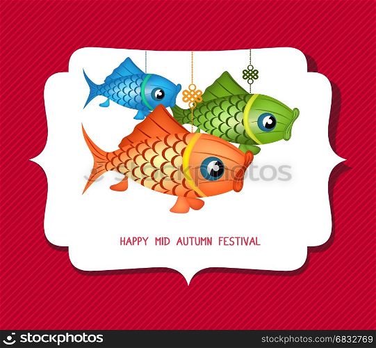 Mid autumn festival carp lanterns background design
