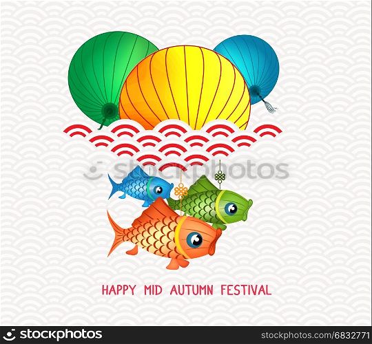 Mid Autumn Festival chinese background with carp lanterns
