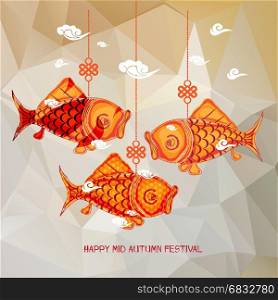 Mid Autumn Festival with carp lantern background